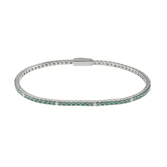 Bliss Fashion | Bracciale tennis in argento con cubic zirconia verdi e bianchi