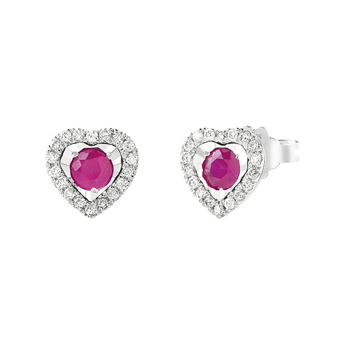 Bliss Gioielli | Orecchini cuore con rubini e diamanti