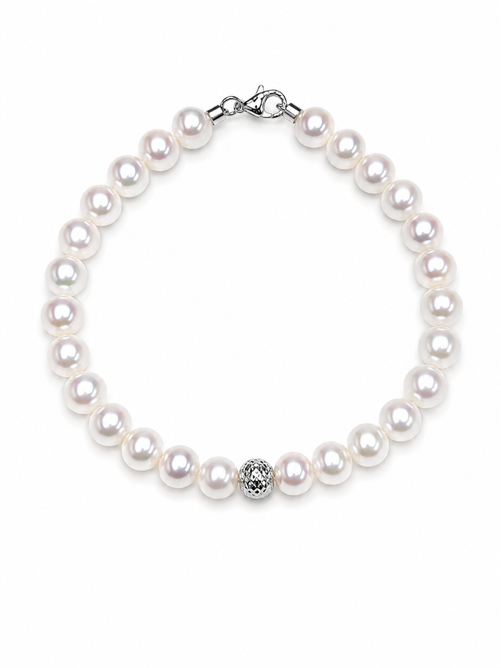 Ellegi Gioielli | Bracciale di perle con sfera in oro disco ball