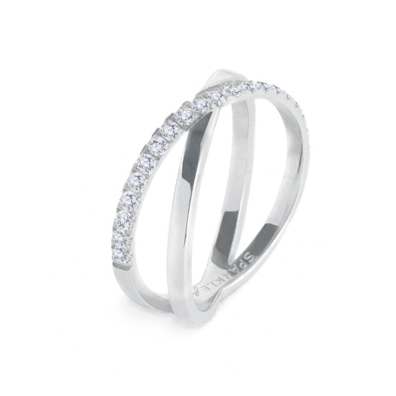 Marlù | Anello incrociato con zirconi bianchi