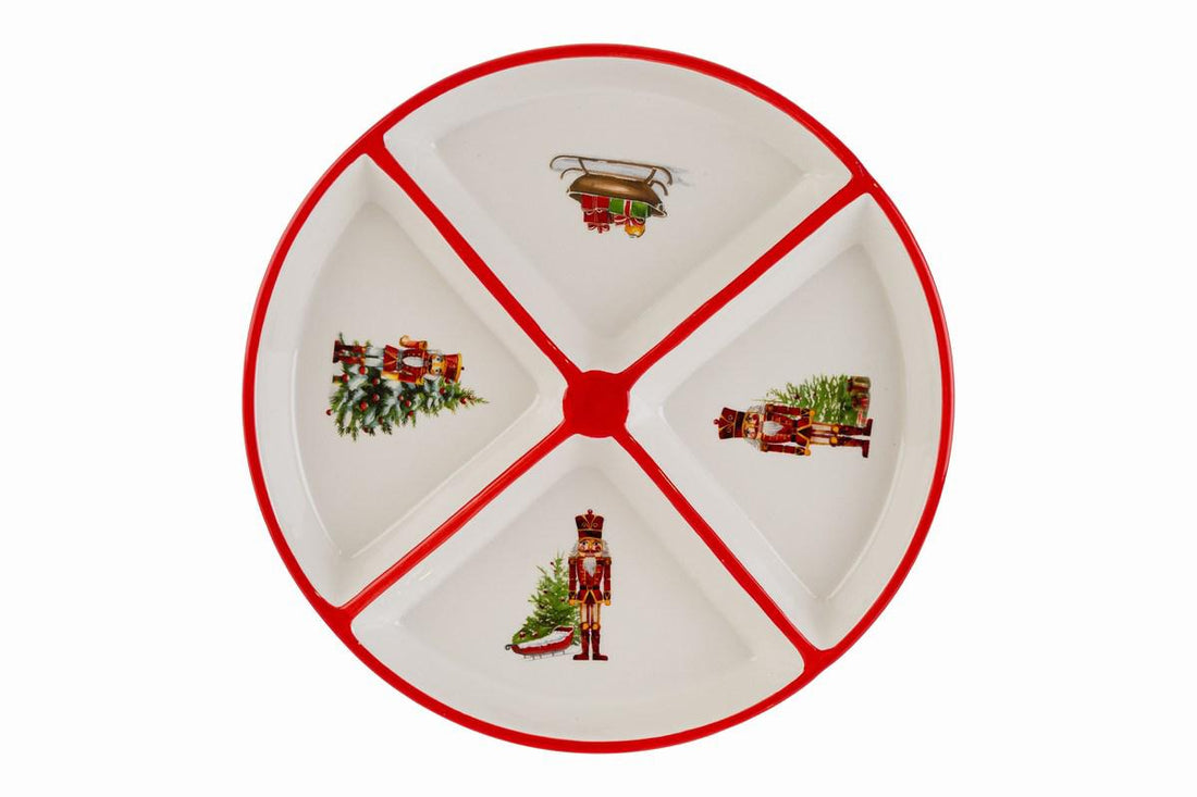 Le Stelle | Vassoio tondo con schiaccianoci porcellana