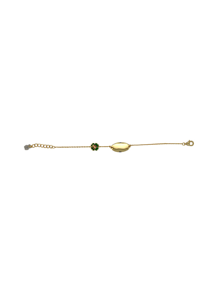 Nanan Bijou | Bracciale con targhetta e quadrifoglio in argento 925
