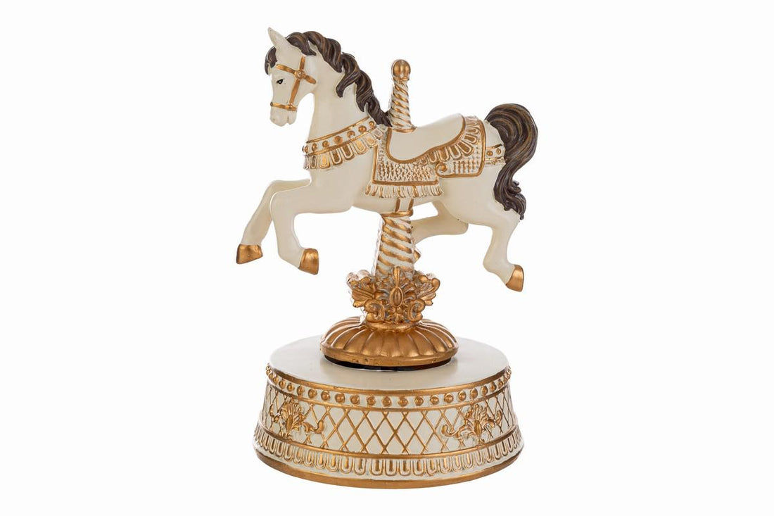 Le Stelle | Carillon cavalluccio natalizio panna resina