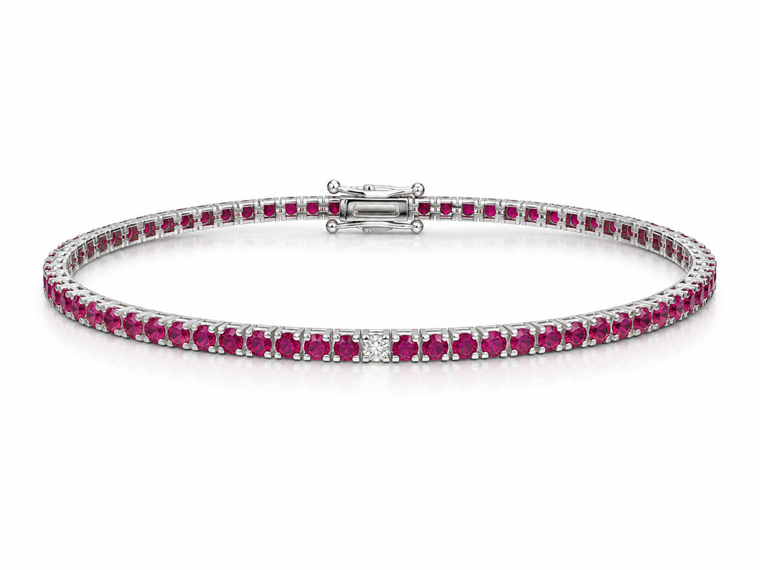 Ellegi Gioielli | Tennis con rubini e diamante centrale