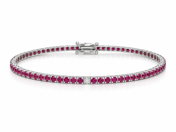 Ellegi Gioielli | Tennis con rubini e diamante centrale
