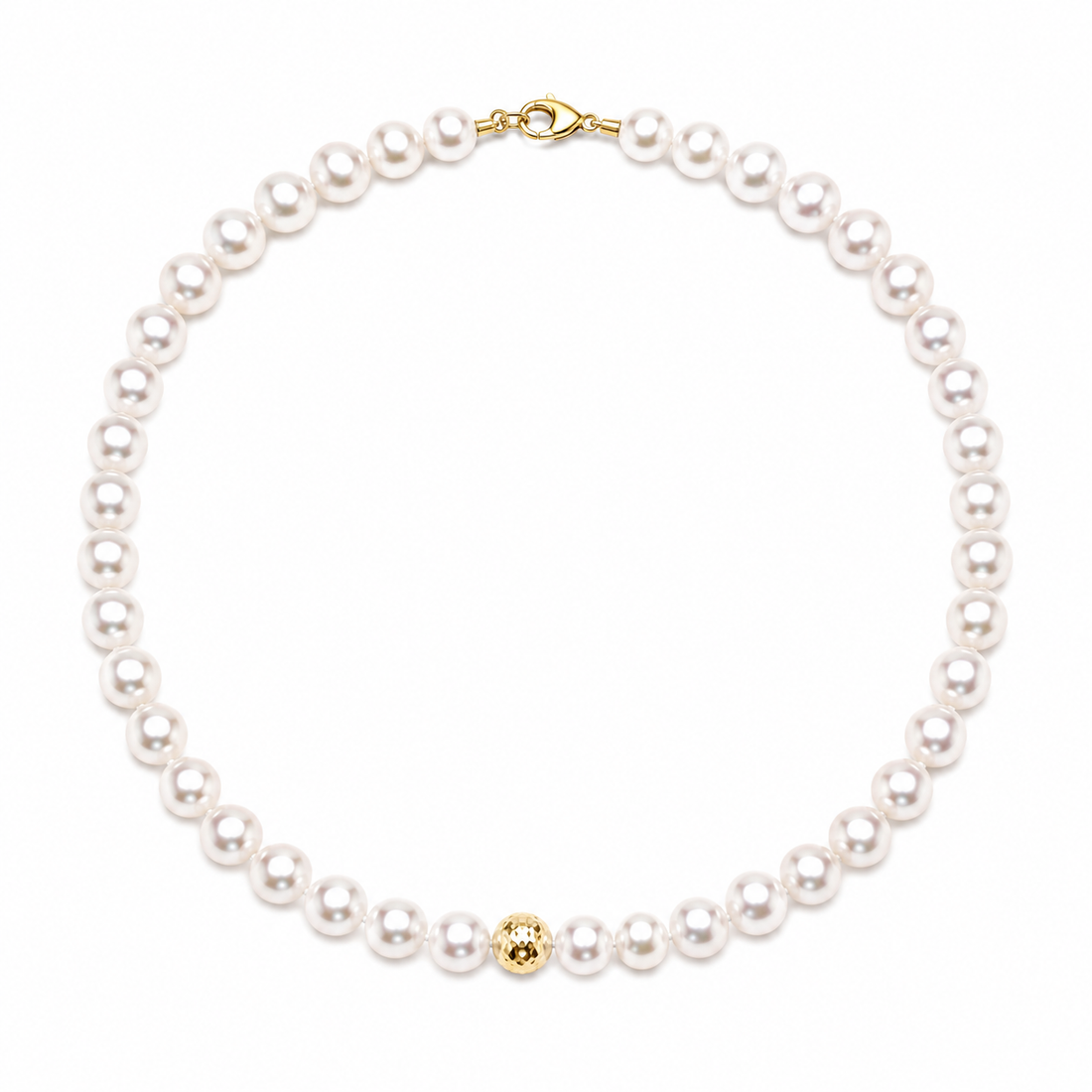 Ellegi Gioielli | Collana di perle con sfera in oro bianco disco ball