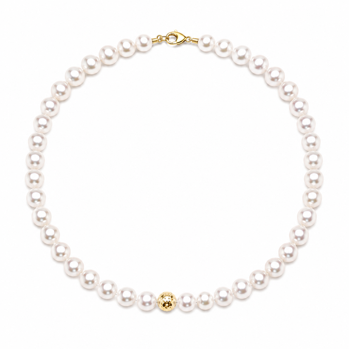 Ellegi Gioielli | Collana di perle con sfera in oro bianco disco ball