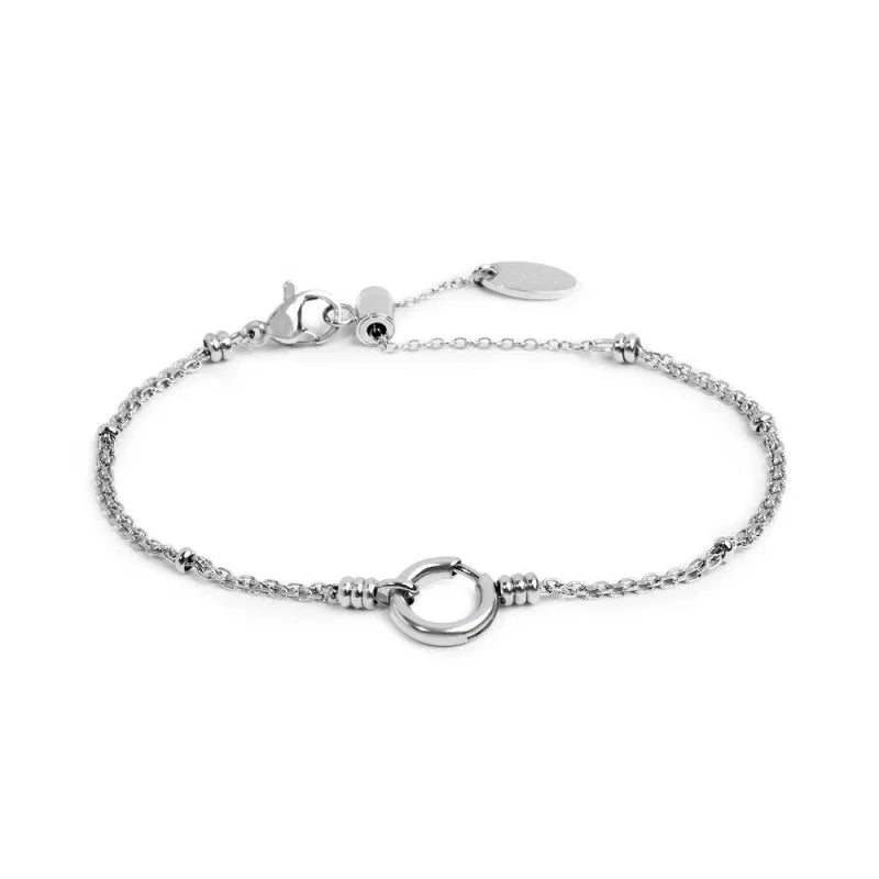 Marlù | Bracciale catena mesh con sfere al centro moschettone ad anello