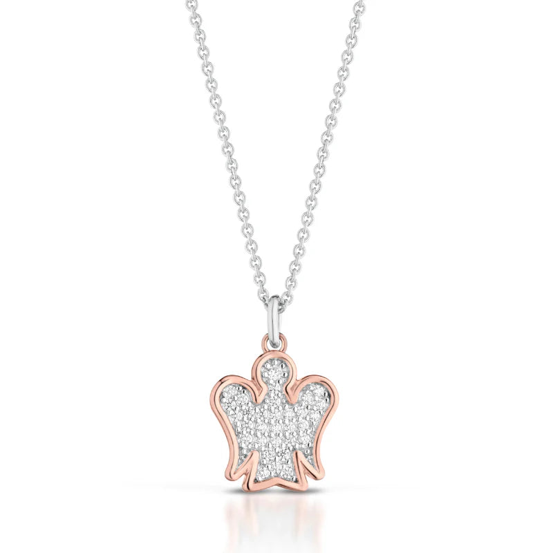 Roberto Giannotti | Collana con angelo argento rosato e zirconi.