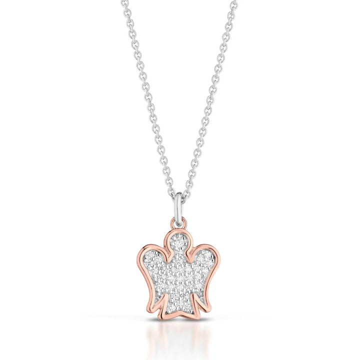 Roberto Giannotti | Collana con angelo argento rosato e zirconi.