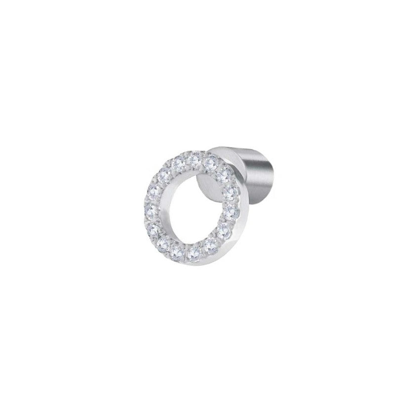 Marlù | Orecchino a lobo cerchio 0,8 cm con zirconi bianchi