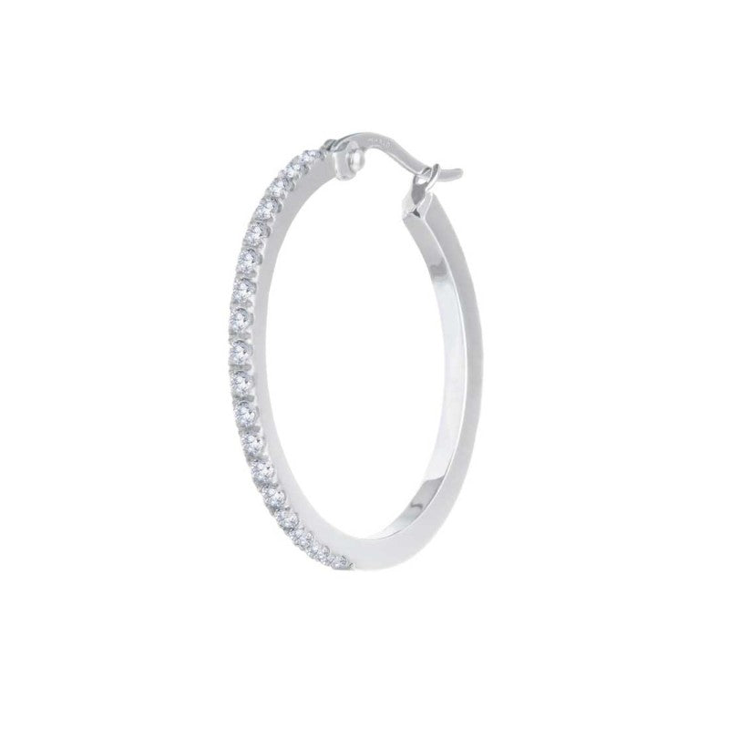 Marlù | Orecchino a cerchio 28,50 mm con zirconi bianchi