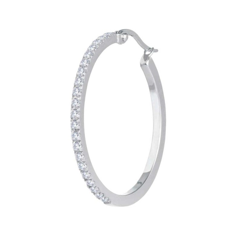 Marlù | Orecchino a cerchio 32 mm con zirconi bianchi