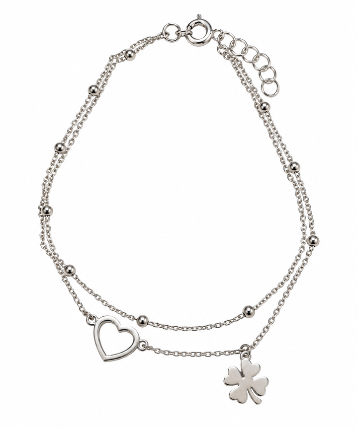 Ellegi Argento | Bracciale argento 925 quadrifoglio e cuore