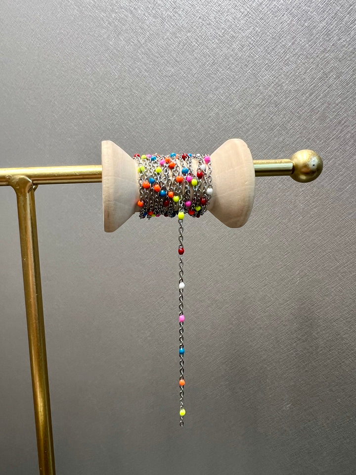 Ellegi Bijoux | Bracciale saldato maglia con sfere colorate