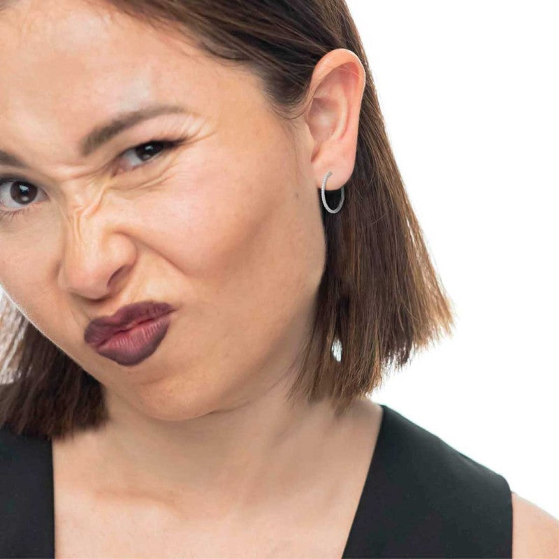 Marlù | Orecchino a cerchio 32 mm con zirconi bianchi