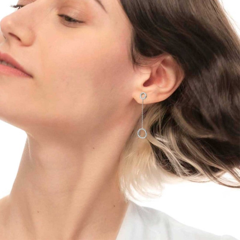 Marlù | Orecchino pendenti cerchi con zirconi bianchi