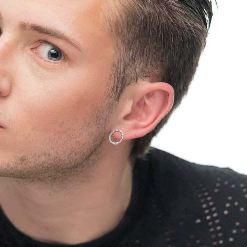 Marlù | Orecchino a lobo cerchio 1,4 cm con zirconi bianchi