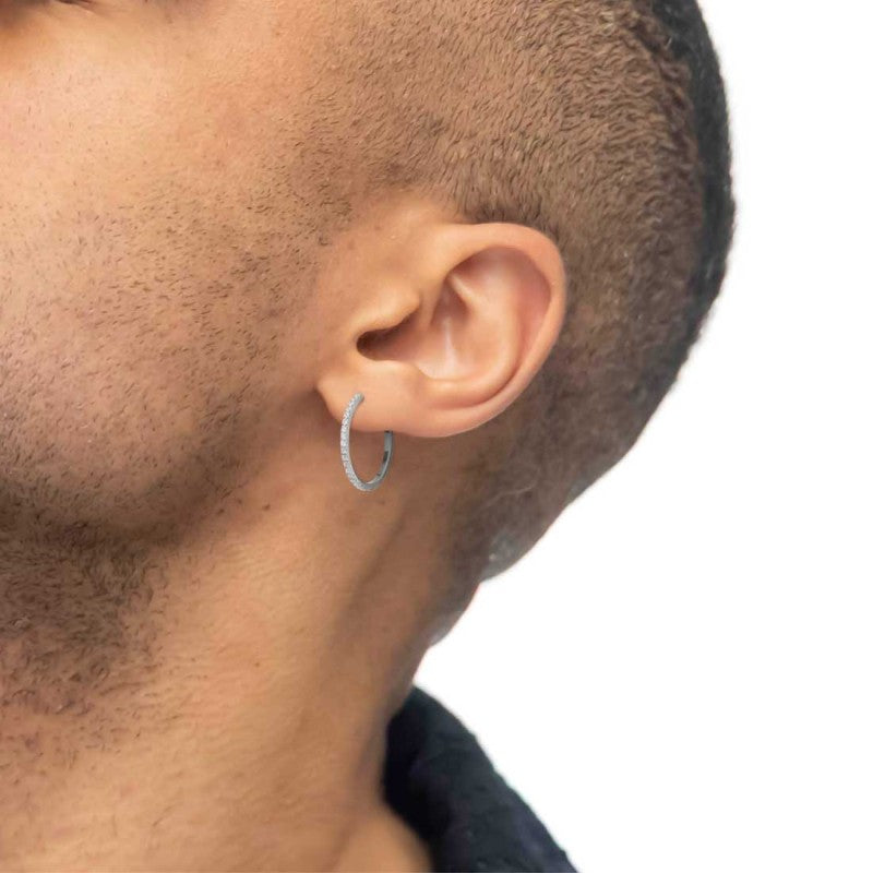 Marlù | Orecchino a cerchio 28,50 mm con zirconi bianchi