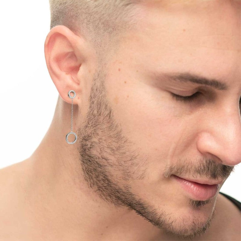 Marlù | Orecchino pendenti cerchi con zirconi bianchi