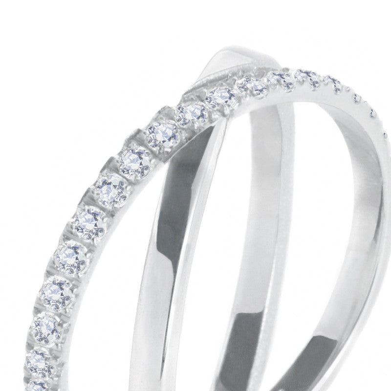 Marlù | Anello incrociato con zirconi bianchi