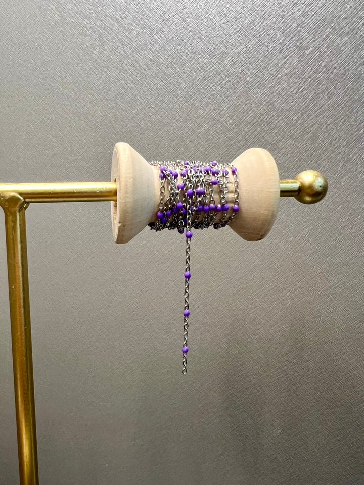 Ellegi Bijoux | Bracciale saldato maglia con sfere viola