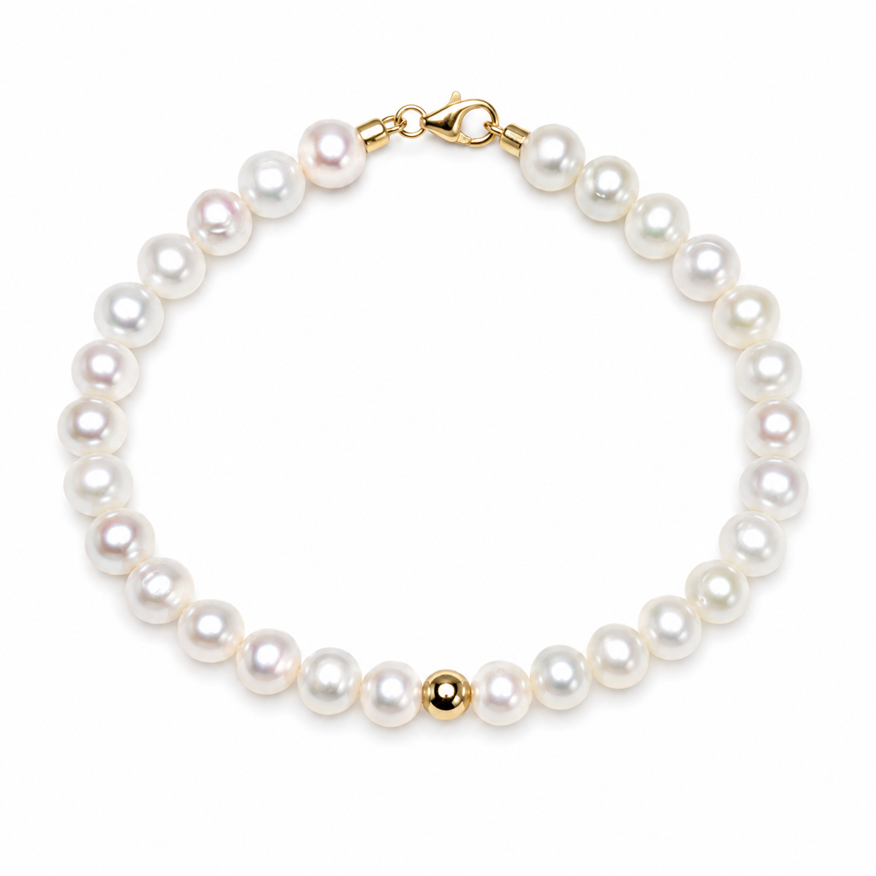 Ellegi Gioielli | Bracciale di perle con sfera liscia in oro