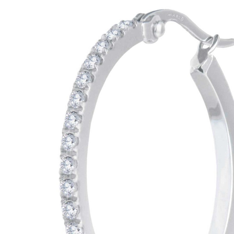 Marlù | Orecchino a cerchio 28,50 mm con zirconi bianchi