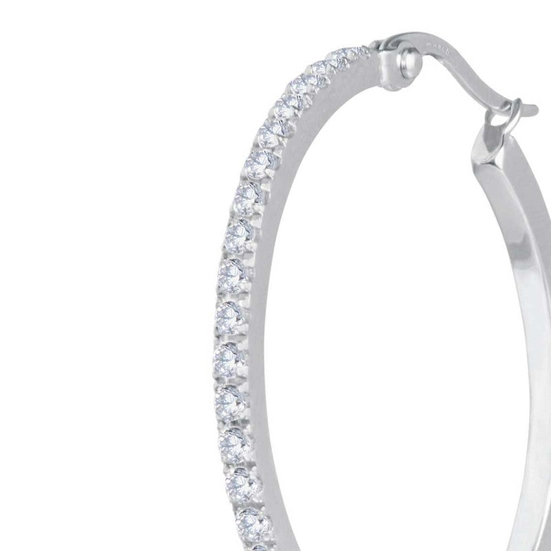 Marlù | Orecchino a cerchio 32 mm con zirconi bianchi