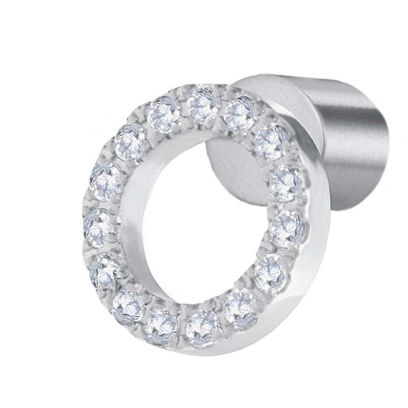 Marlù | Orecchino a lobo cerchio 0,8 cm con zirconi bianchi