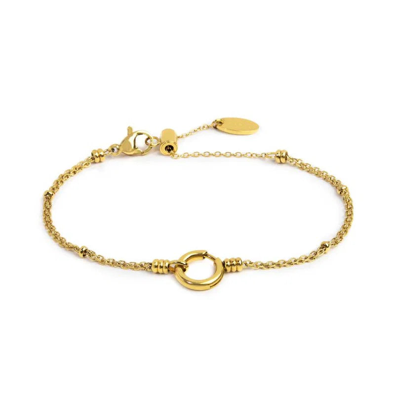 Marlù | Bracciale catena mesh con sfere al centro moschettone ad anello