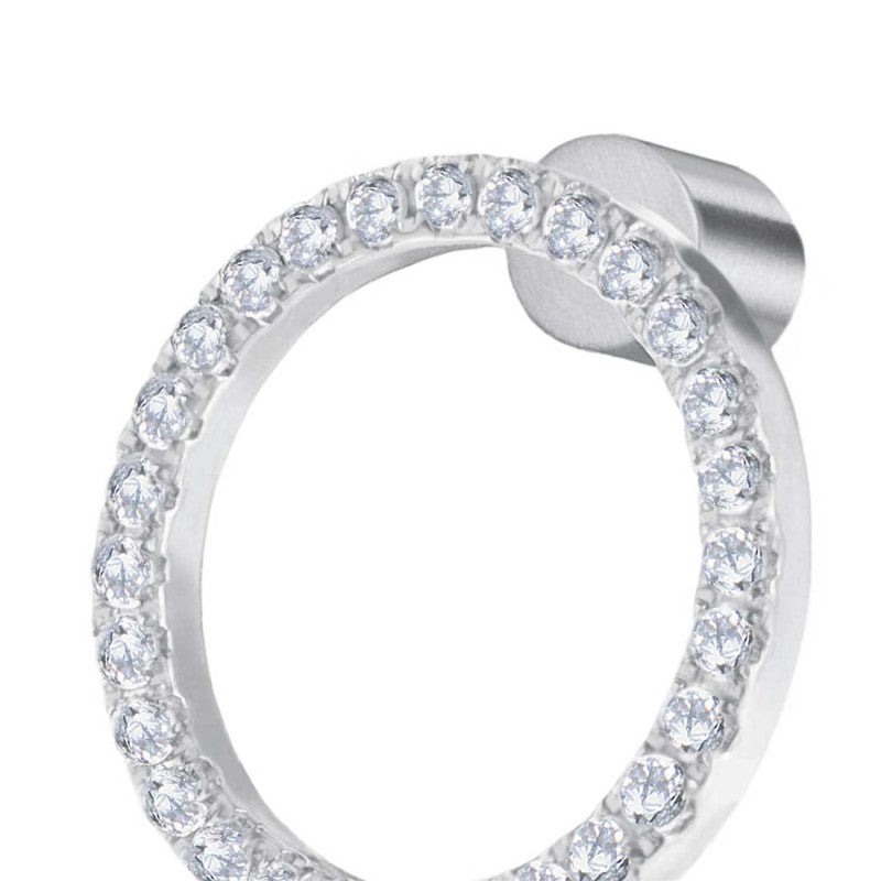 Marlù | Orecchino a lobo cerchio 1,4 cm con zirconi bianchi