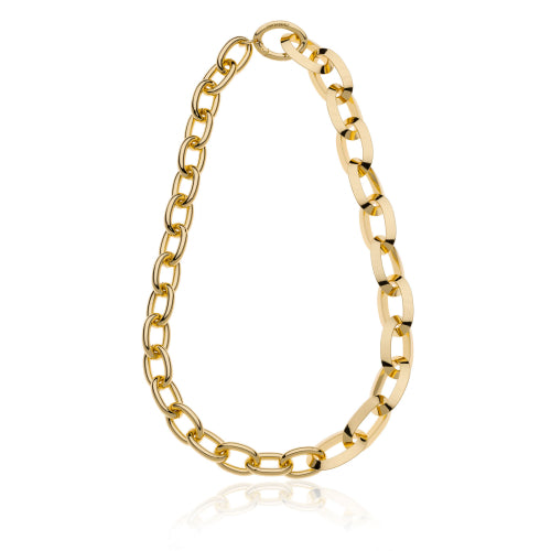 UNOAERRE |Collana catena dorata ovale Triangoli