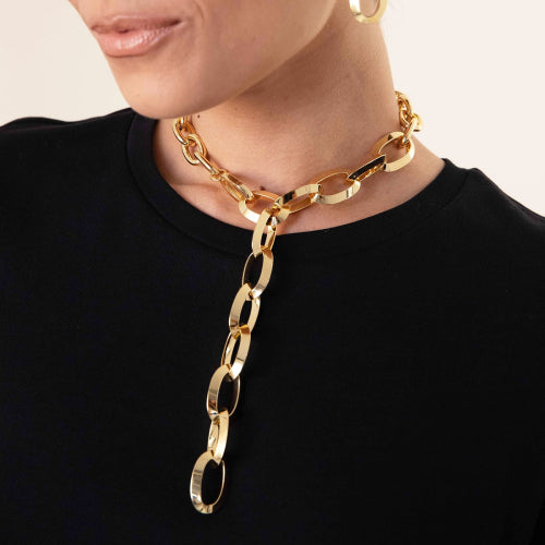 UNOAERRE |Collana catena dorata ovale Triangoli