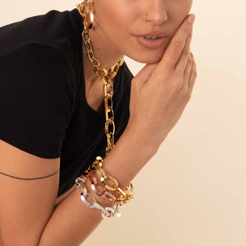 UNOAERRE |  Bracciale maxi maglie Triangoli