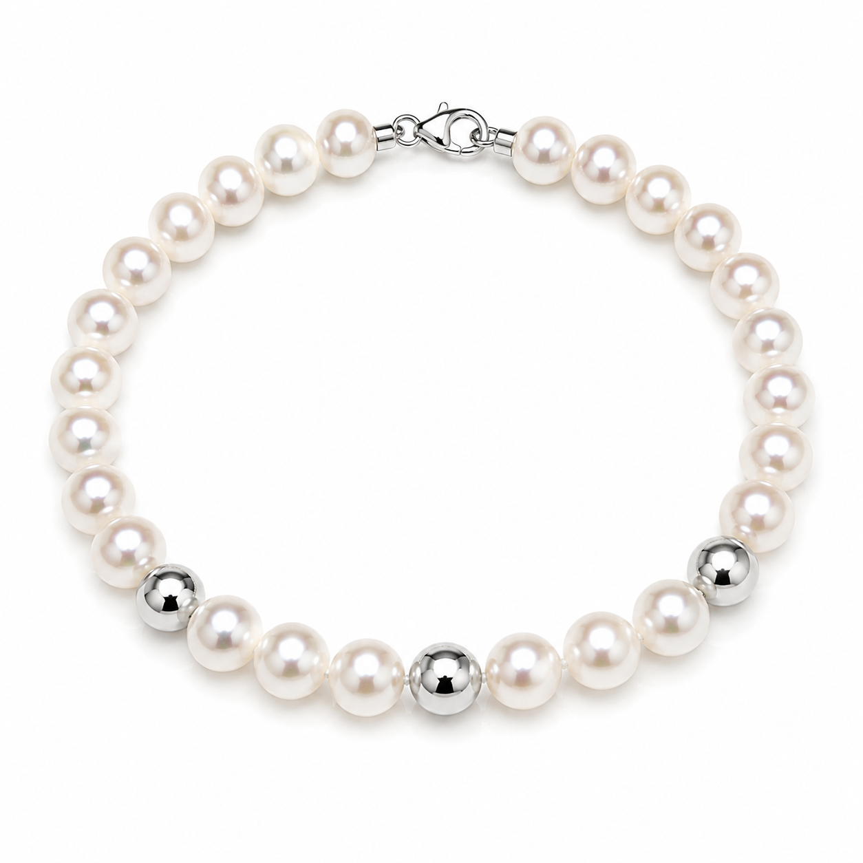 Ellegi Gioielli | Bracciale di perle con 3 sfere lisce in oro