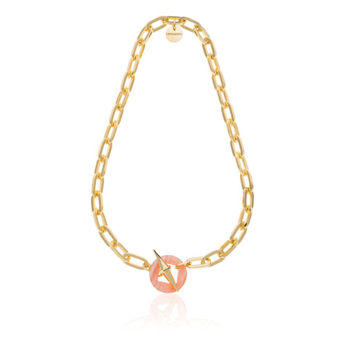 UNOAERRE |Collana catena dorata e madreperla rosa Joya