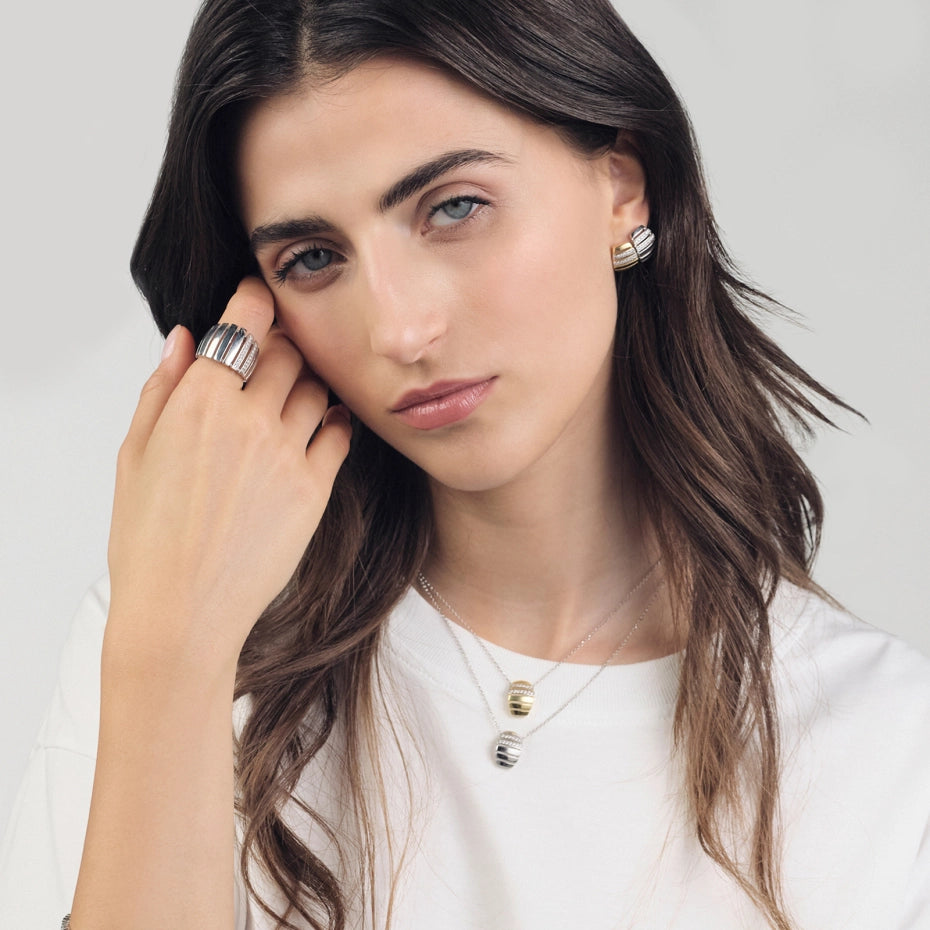 Unoaerre | Collana in argento bicolore con zirconi
