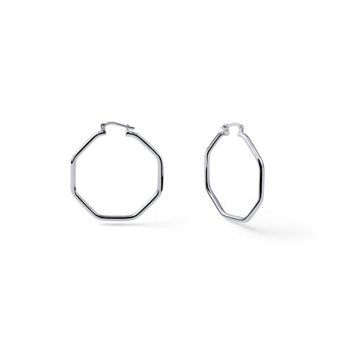 UNOAERRE | Orecchini argentati a cerchio ottagonale