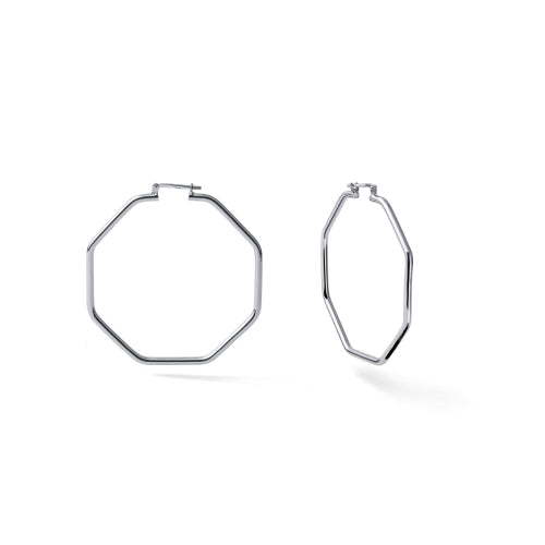 UNOAERRE | Orecchini a cerchio ottagonale argentato