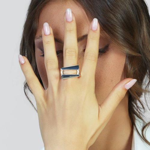 UNOAERRE | Anello design argentato