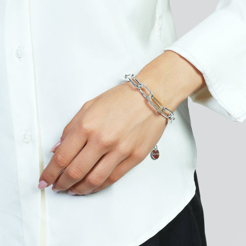 UNOAERRE |Bracciale bicolore con maglia in zirconi