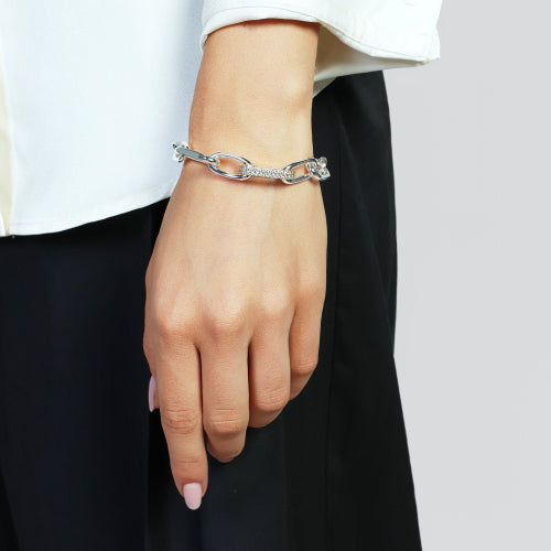 UNOAERRE |Bracciale bicolore con maglia in zirconi