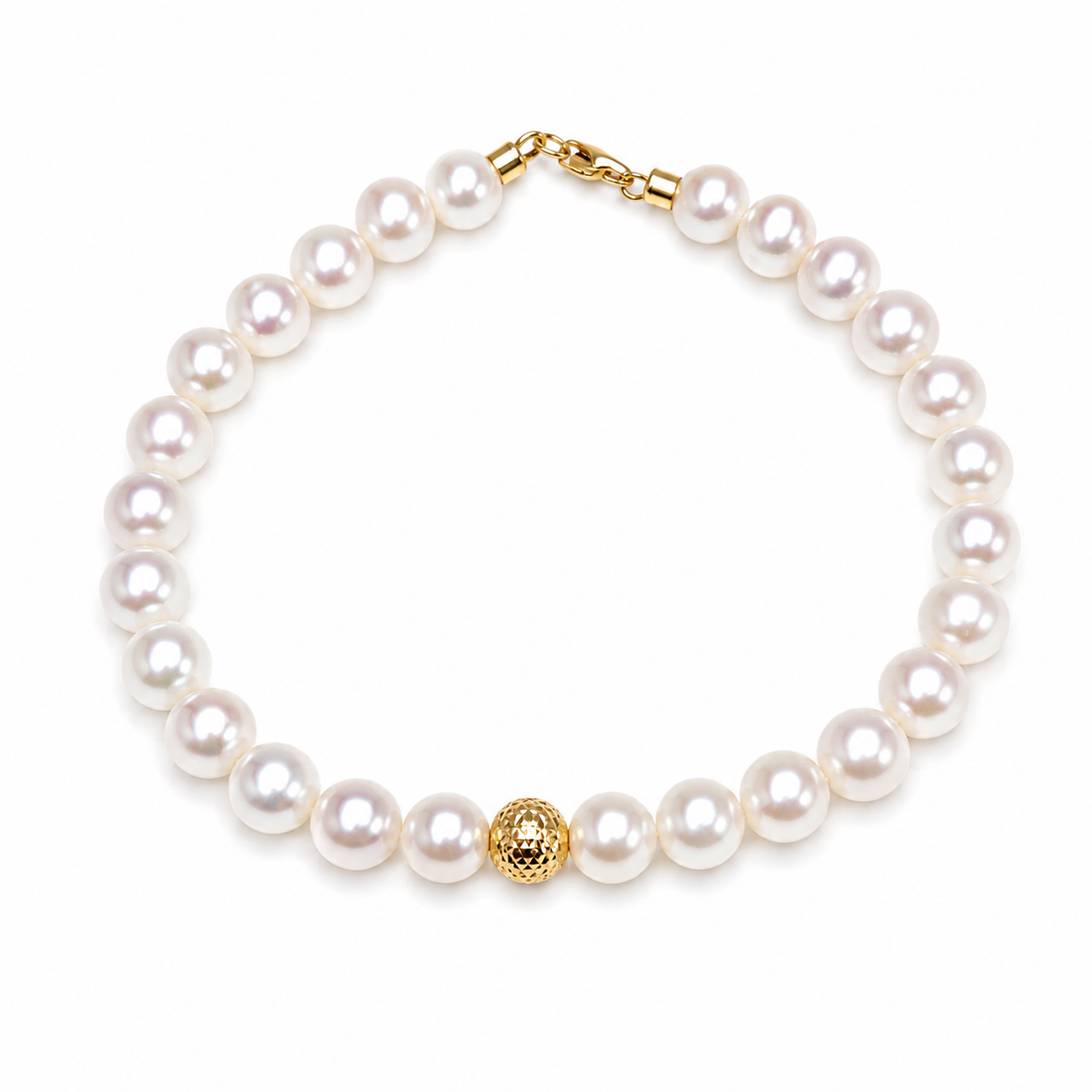 Ellegi Gioielli | Bracciale di perle con sfera in oro disco ball