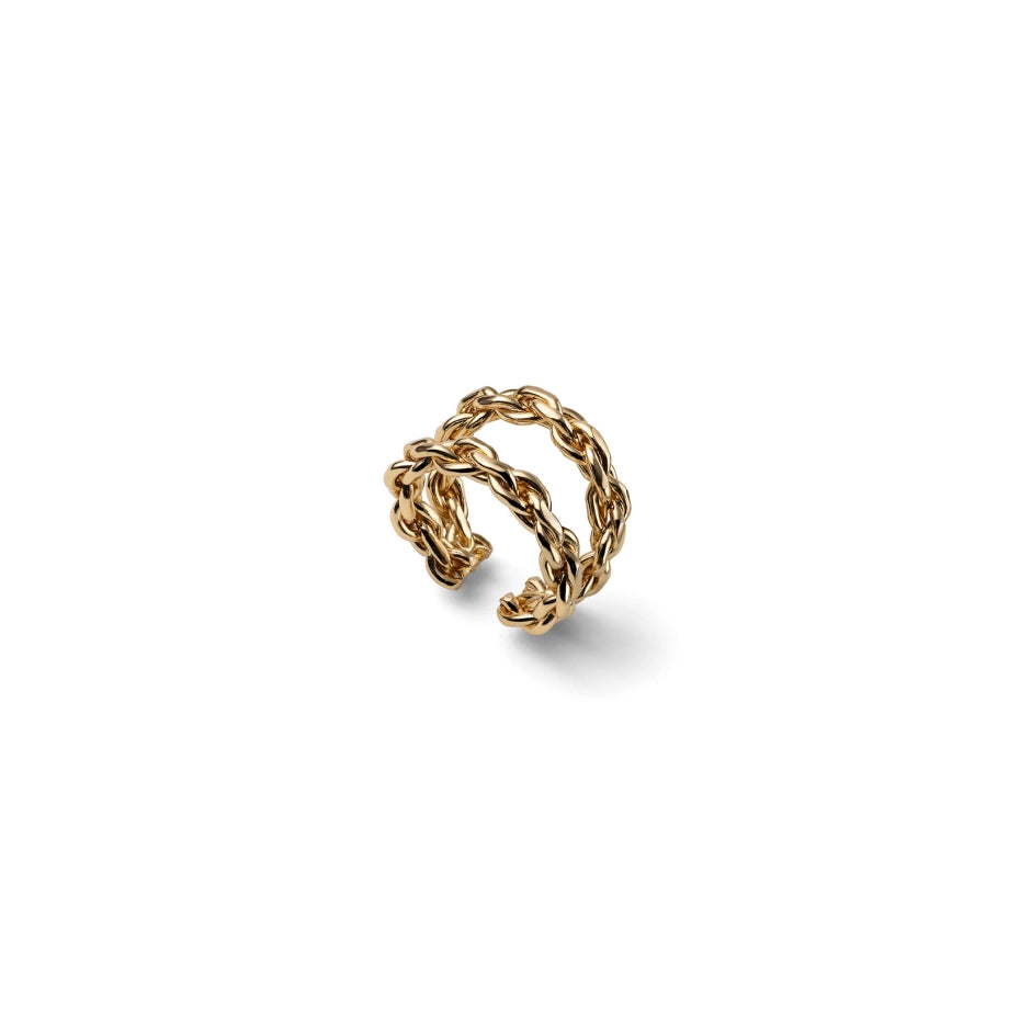 Unoaerre | Anello Dorato Doppio Filo Intrecciato