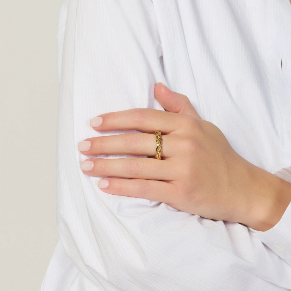 Unoaerre | Anello Dorato a Filo Intrecciato