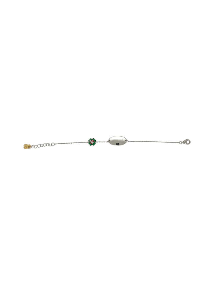 Nanan Bijou | Bracciale con targhetta e quadrifoglio in argento 925