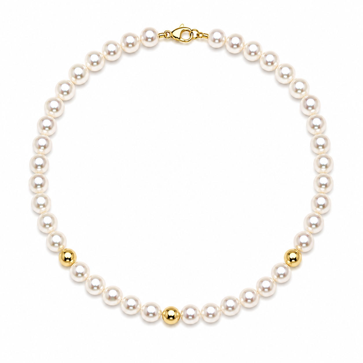 Ellegi Gioielli | Collana di perle con 3 sfere lisce in oro bianco