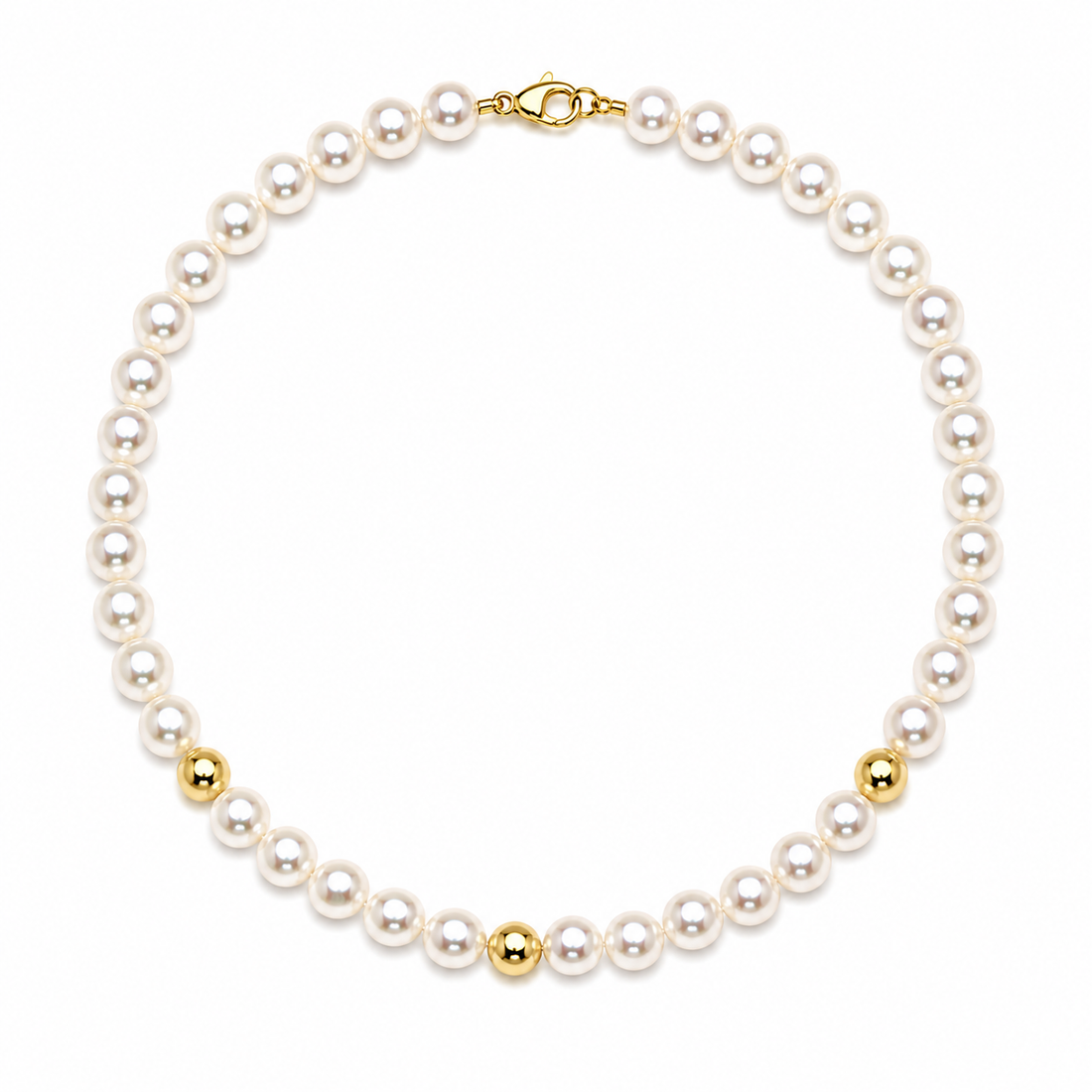 Ellegi Gioielli | Collana di perle con 3 sfere lisce in oro bianco