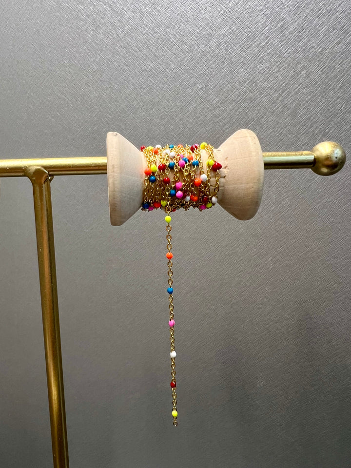 Ellegi Bijoux | Bracciale saldato maglia dorata con sfere colorate